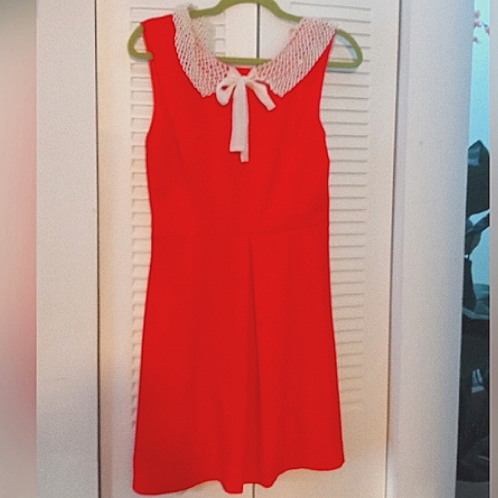 Red Sleeveless Kids Dress with Bow Detail